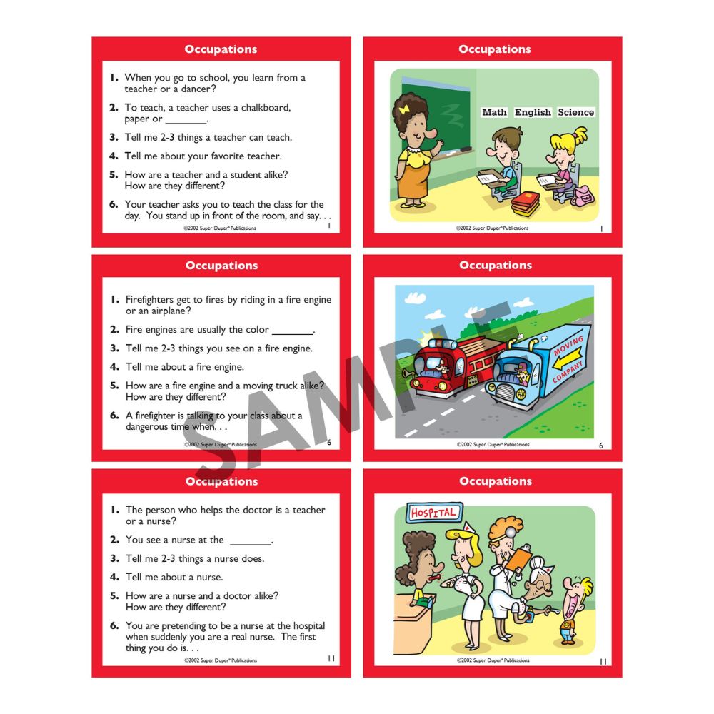 Turtle Talk® Fluency and Language Game for students and children occupations question cards