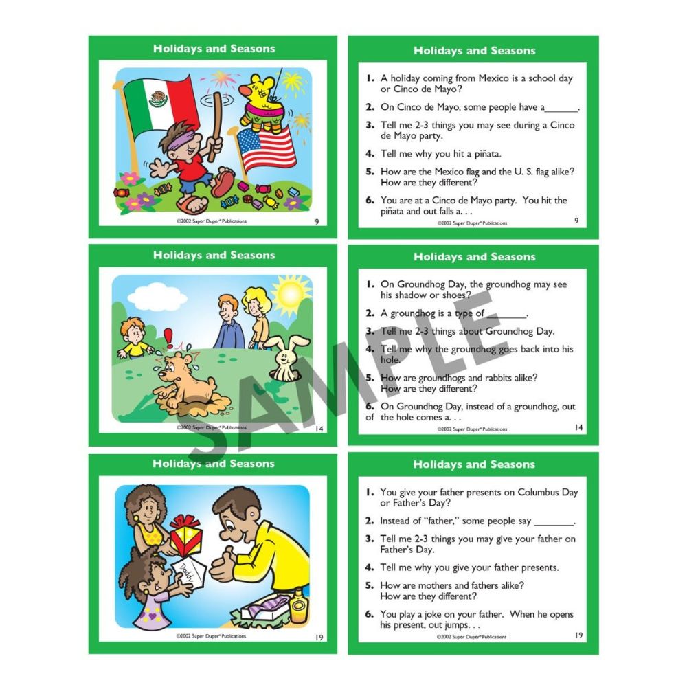 Turtle Talk® Fluency and Language Game for students and children holidays and season question cards