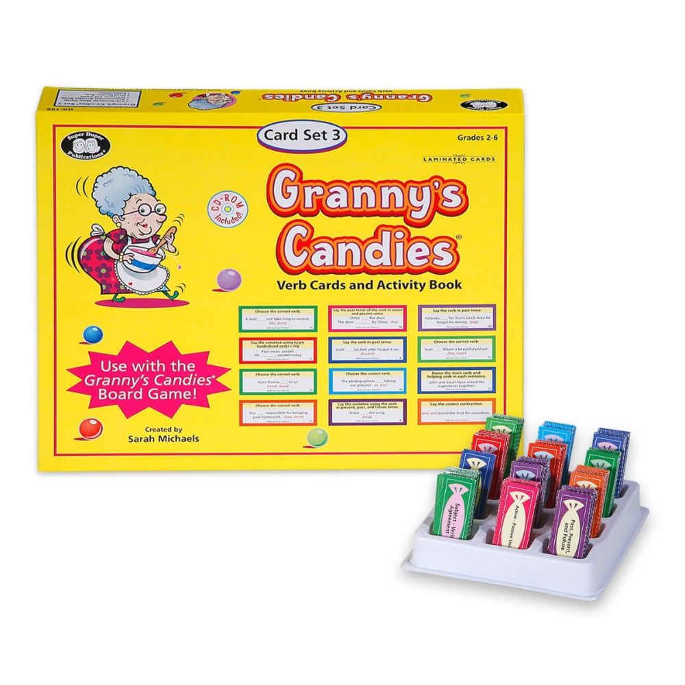Granny's Candies® Board Game add-on set to help children learn verb vocabulary