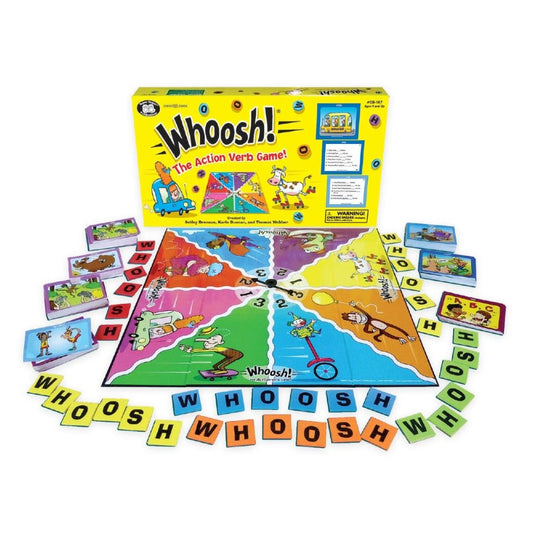 WHOOSH® Action Verb Game, an educational game that helps Speech-Language Pathologists (SLPs) teach children vocabulary skills