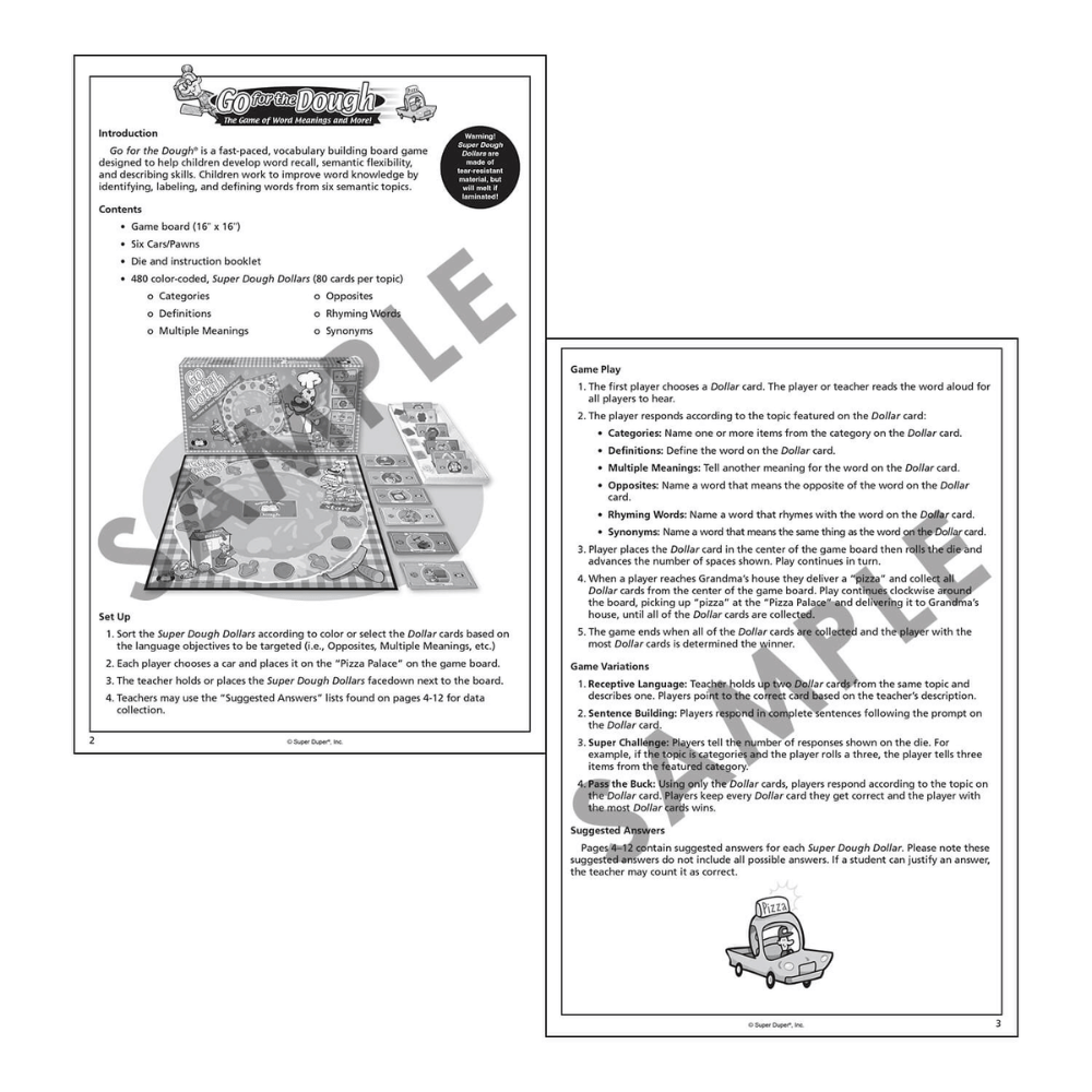 Go for the Dough® Board Game instructions