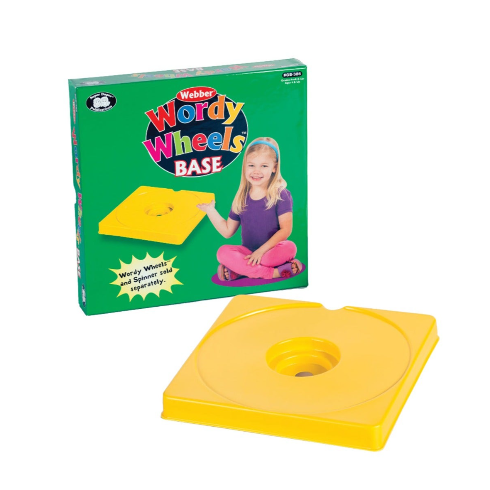 Yellow educational toy with packaging featuring a child and Webber branding on a white background