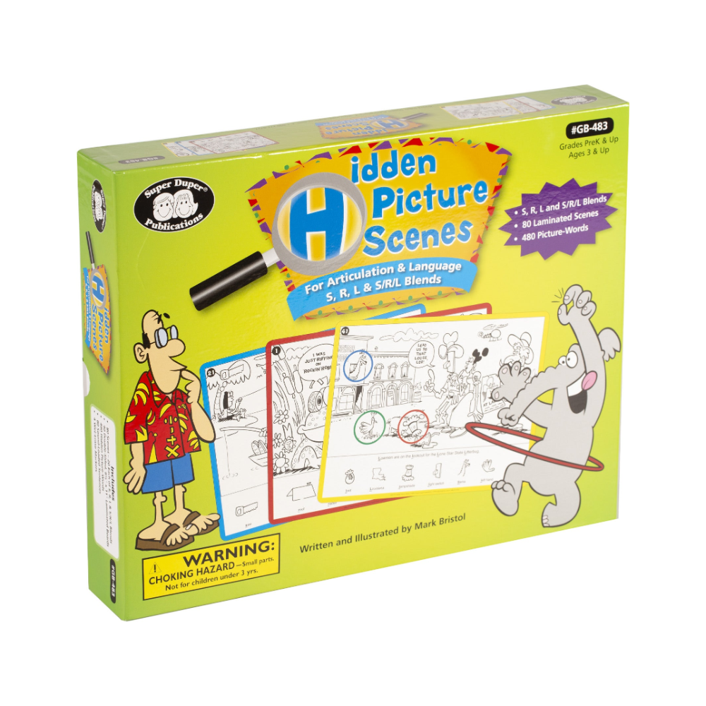 Box of 'Hidden Picture Scenes' educational game for children on a white background