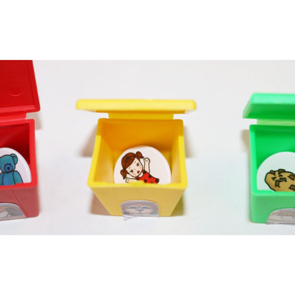 Red, yellow and green dog houses