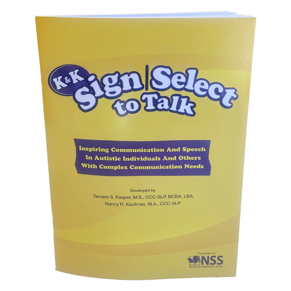 Book titled 'K&K Sign Select to Talk' on a white background