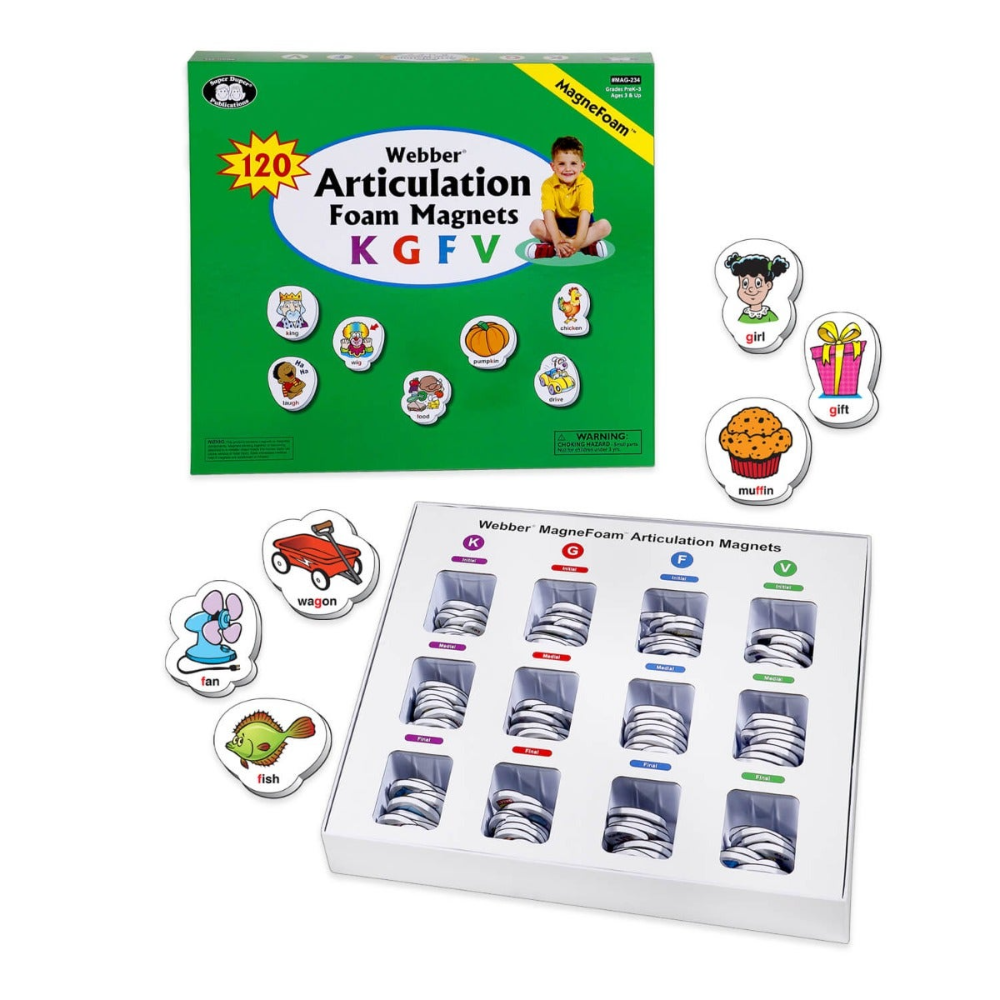 Webber Articulation Foam Magnets packaging with foam magnets displayed on a white background