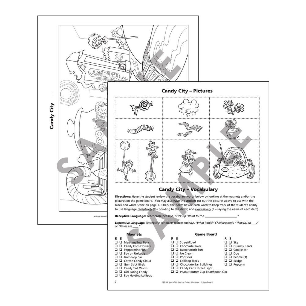 MagneTalk® Match-up Fantasy Story Adventures Candy City activity sheets