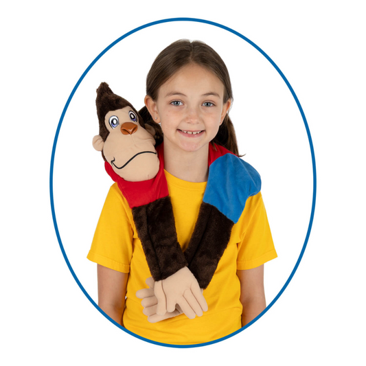 Child wearing a weight monkey neck wrap on their shoulder