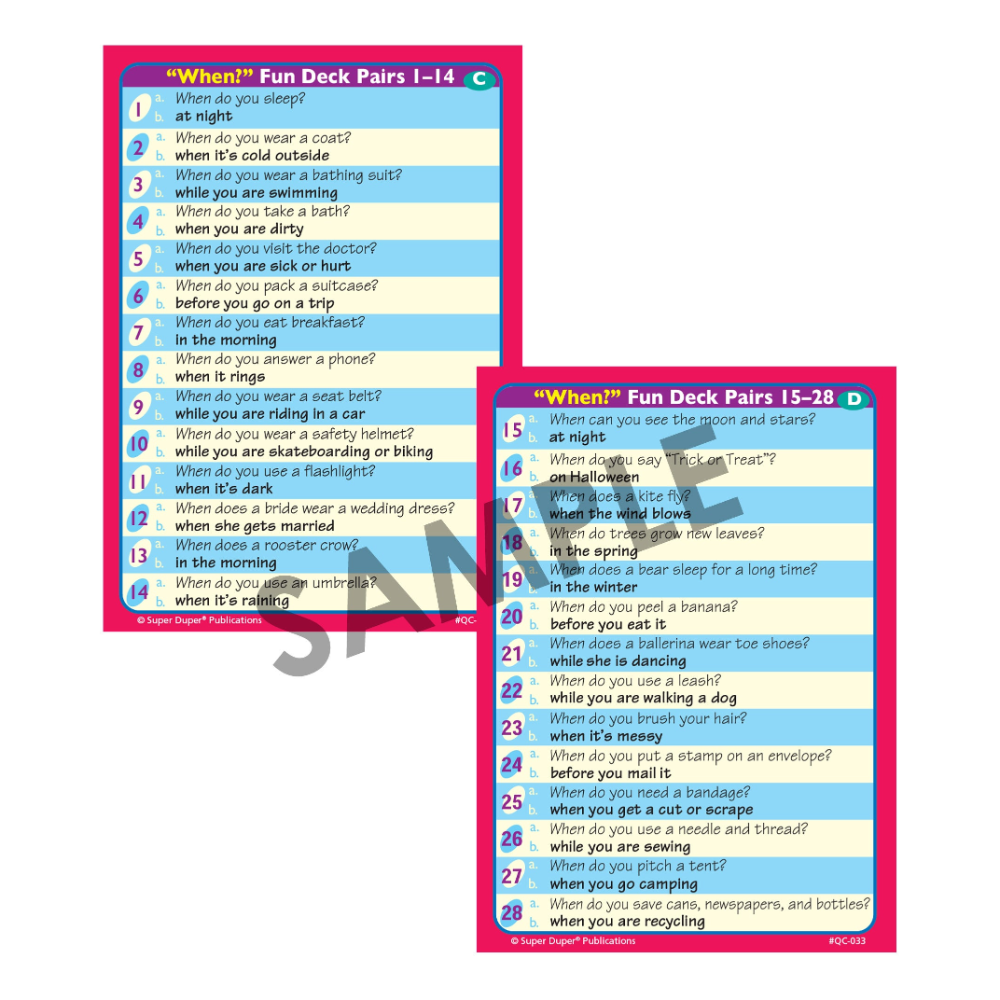 Two educational flashcards with text on a white background