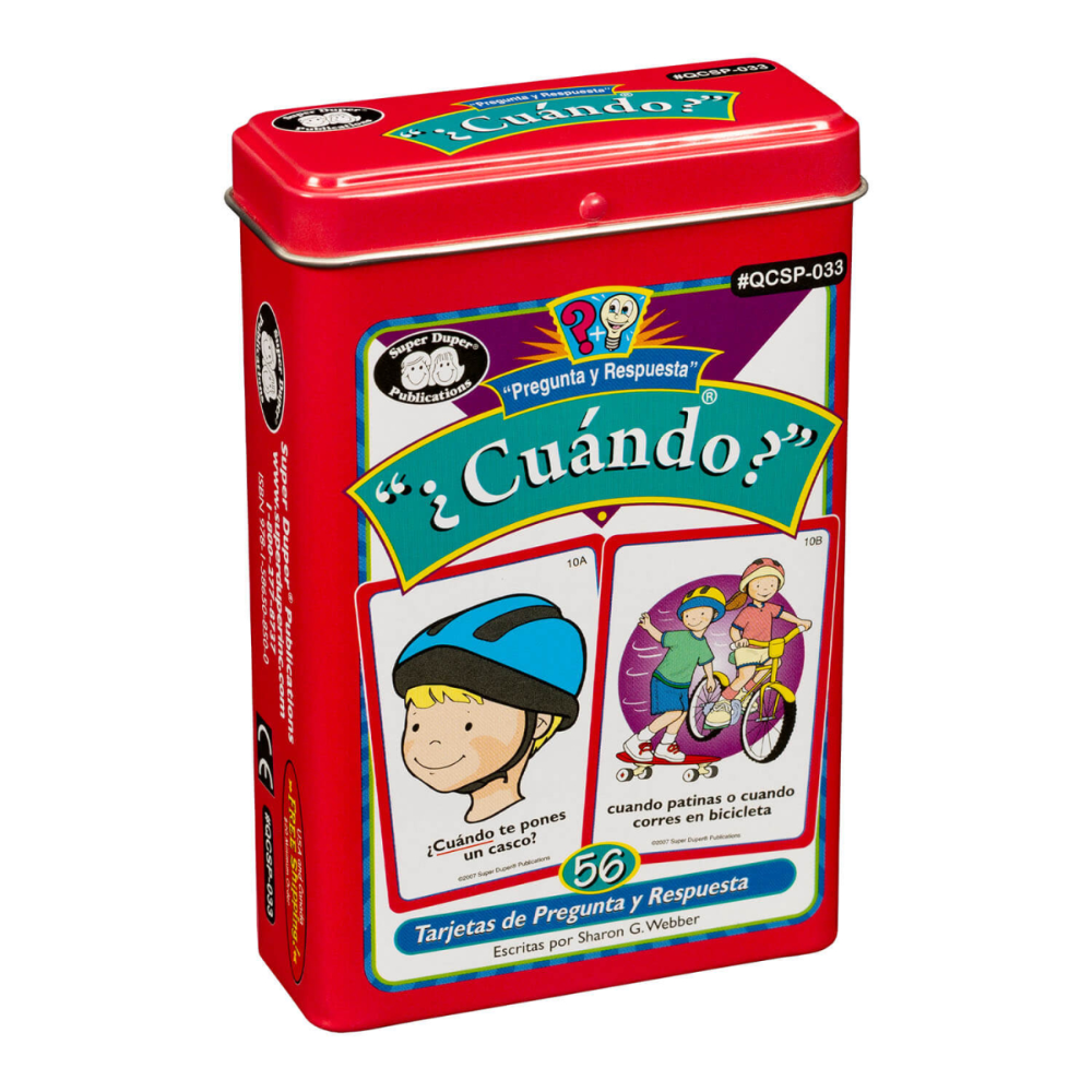 Red card game tin box with colorful graphics and text on a white background