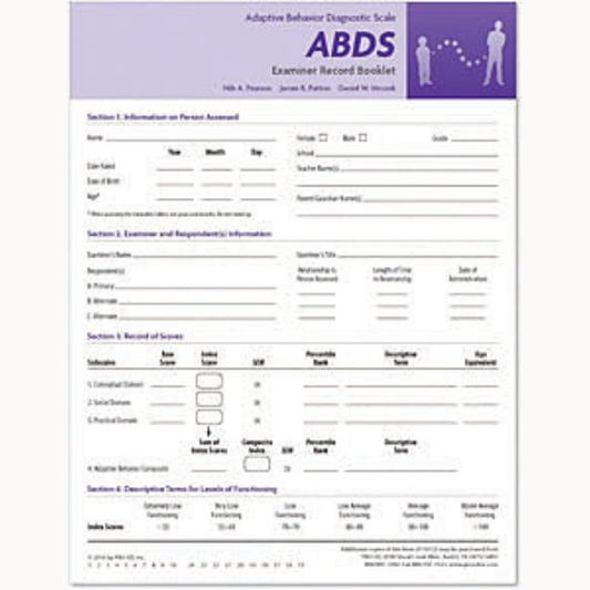 Adaptive Behaviour Diagnostic Scale (ABDS) Examiner Record Booklet