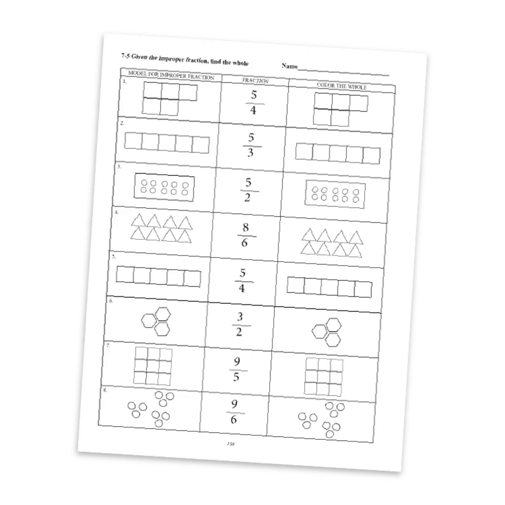 Right-Brained Fractions book sample page