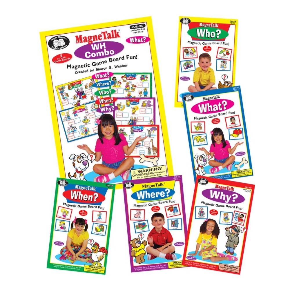 Set of educational magnetic game board packs for children on a white background