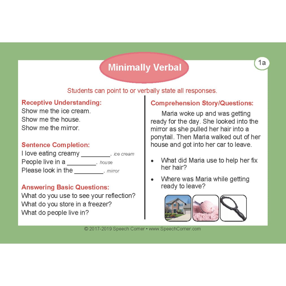 Speech Corner Photo Cards for Minimally Verbal Individuals