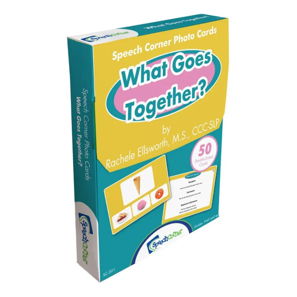 Speech Corner Photo Cards: What Goes Together? educational card deck box by Rachele Ellsworth, M.S.