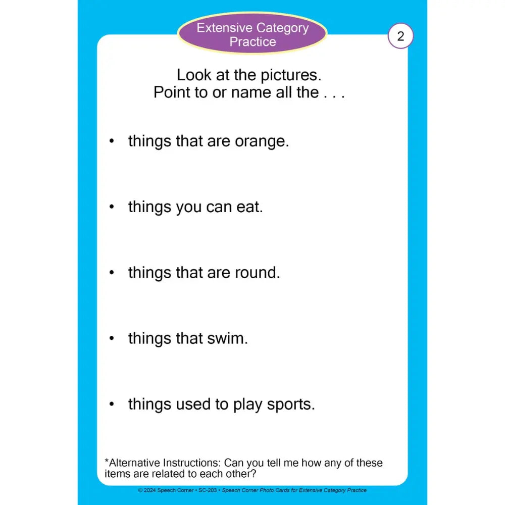 Extensive Category Practice Photo Cards