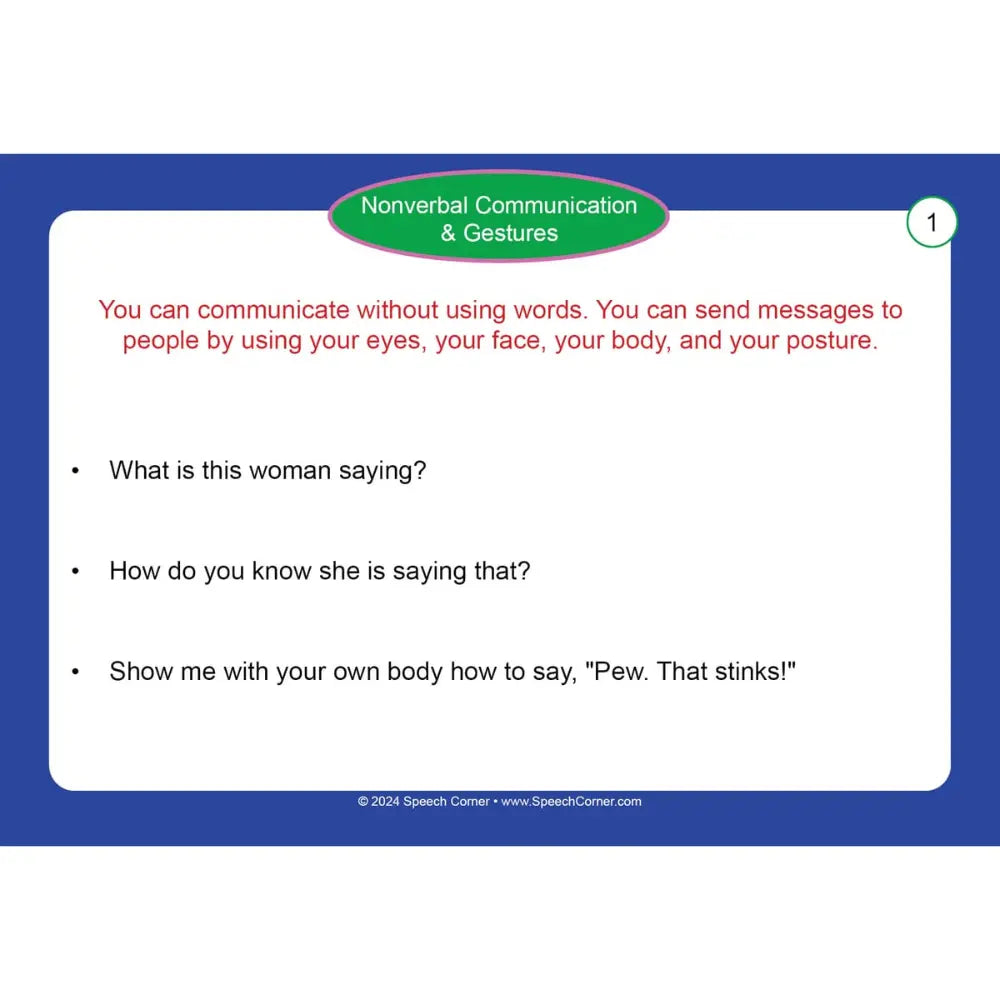 Nonverbal Communication & Gestures Photo Cards