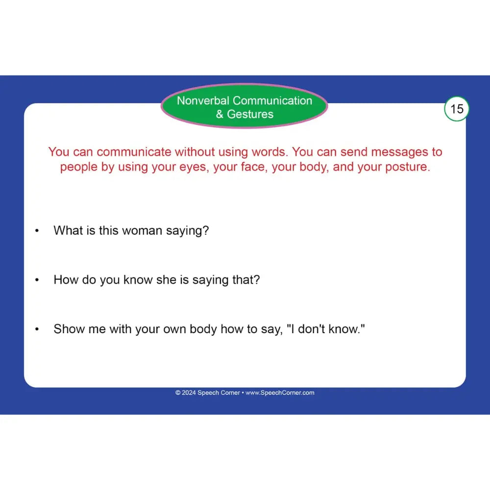 Nonverbal Communication & Gestures Photo Cards