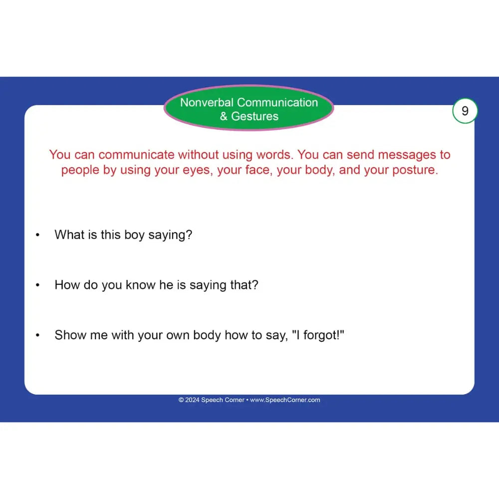 Nonverbal Communication & Gestures Photo Cards