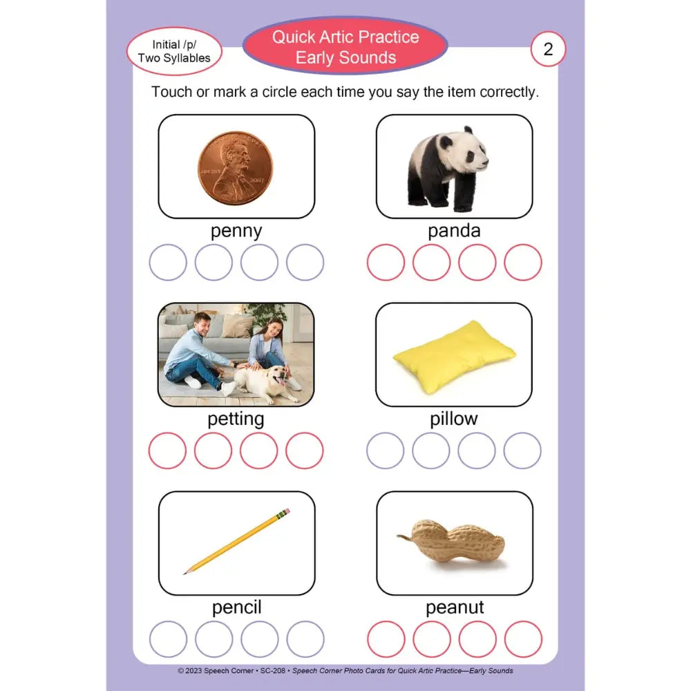 Quick Artic Practice Early Sounds Photo Cards
