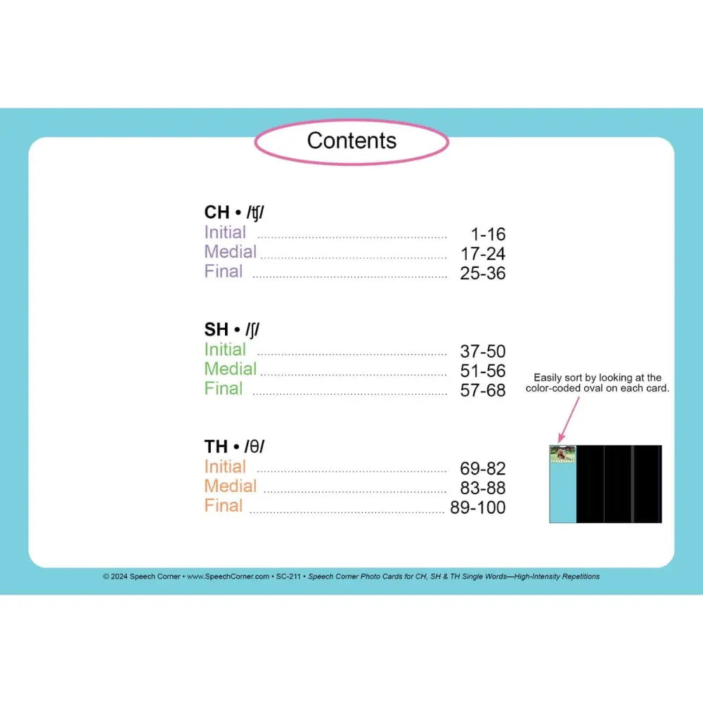 CH, SH, and TH Single Words Photo Cards