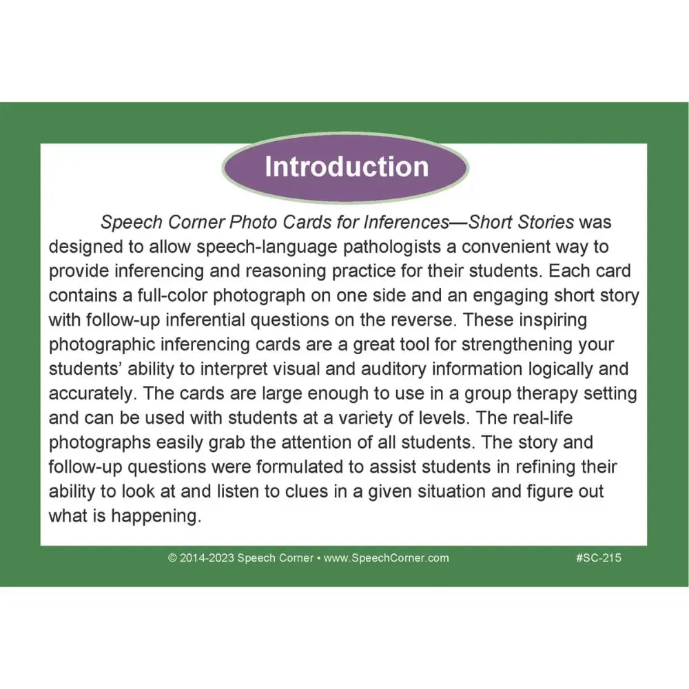 Inferences: Short Stories Photo Cards