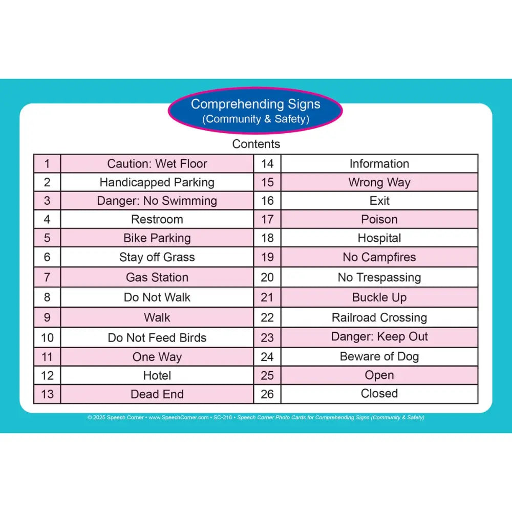 Comprehending Signs Photo Cards