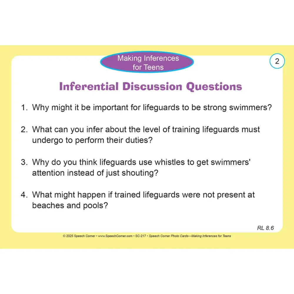 Making Inferences for Teens Photo Cards