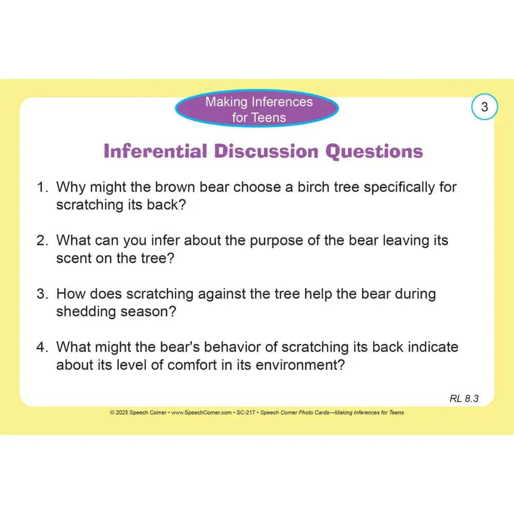Making Inferences for Teens Photo Cards