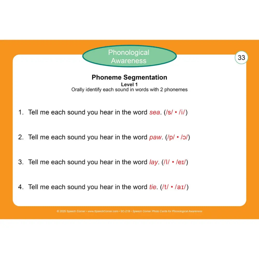 Phonological Awareness Photo Cards