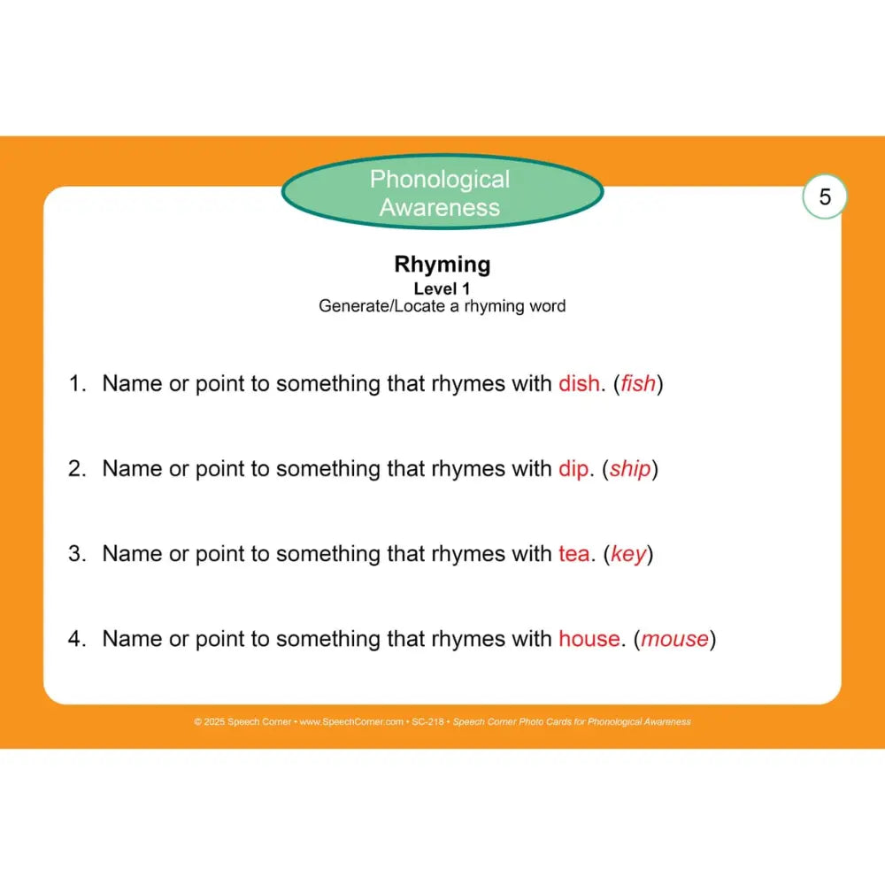 Phonological Awareness Photo Cards
