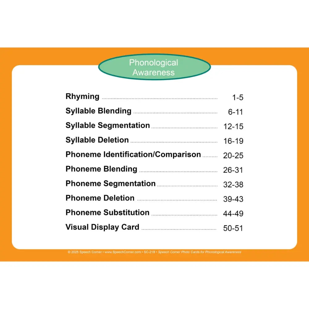 Phonological Awareness Photo Cards