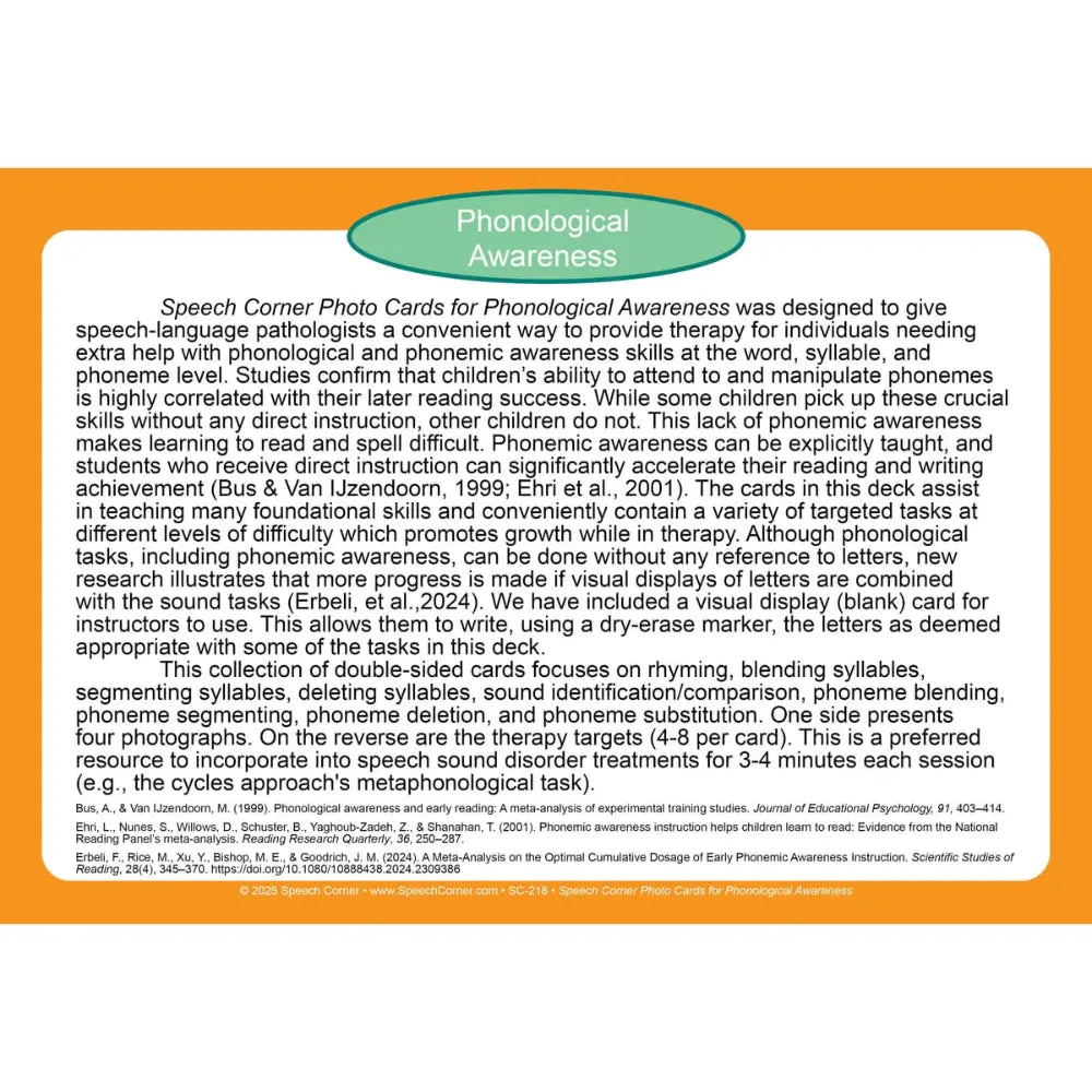 Phonological Awareness Photo Cards