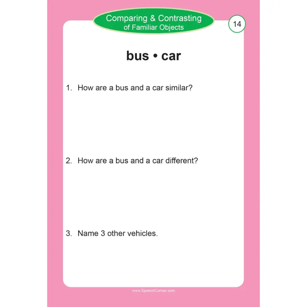 Comparing & Contrasting of Familiar Objects Photo Cards