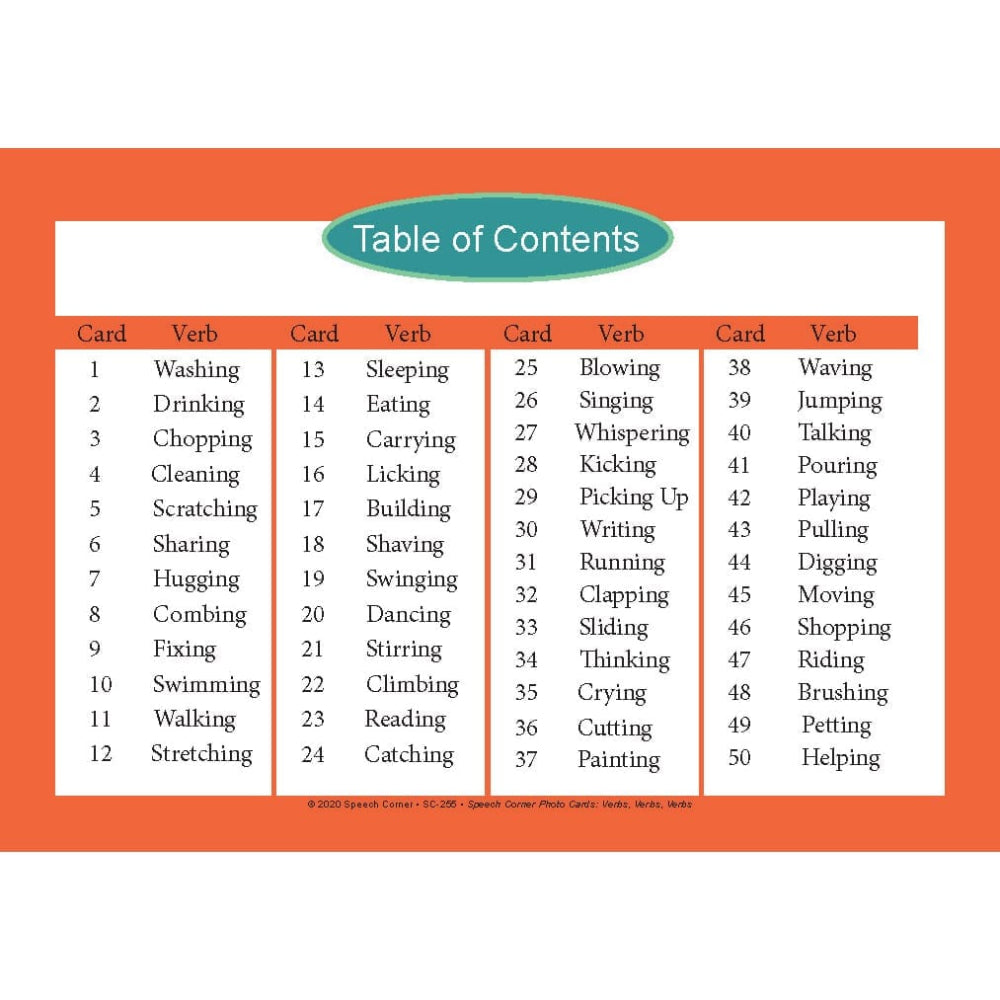 Verbs, Verbs, Verbs Photo Cards