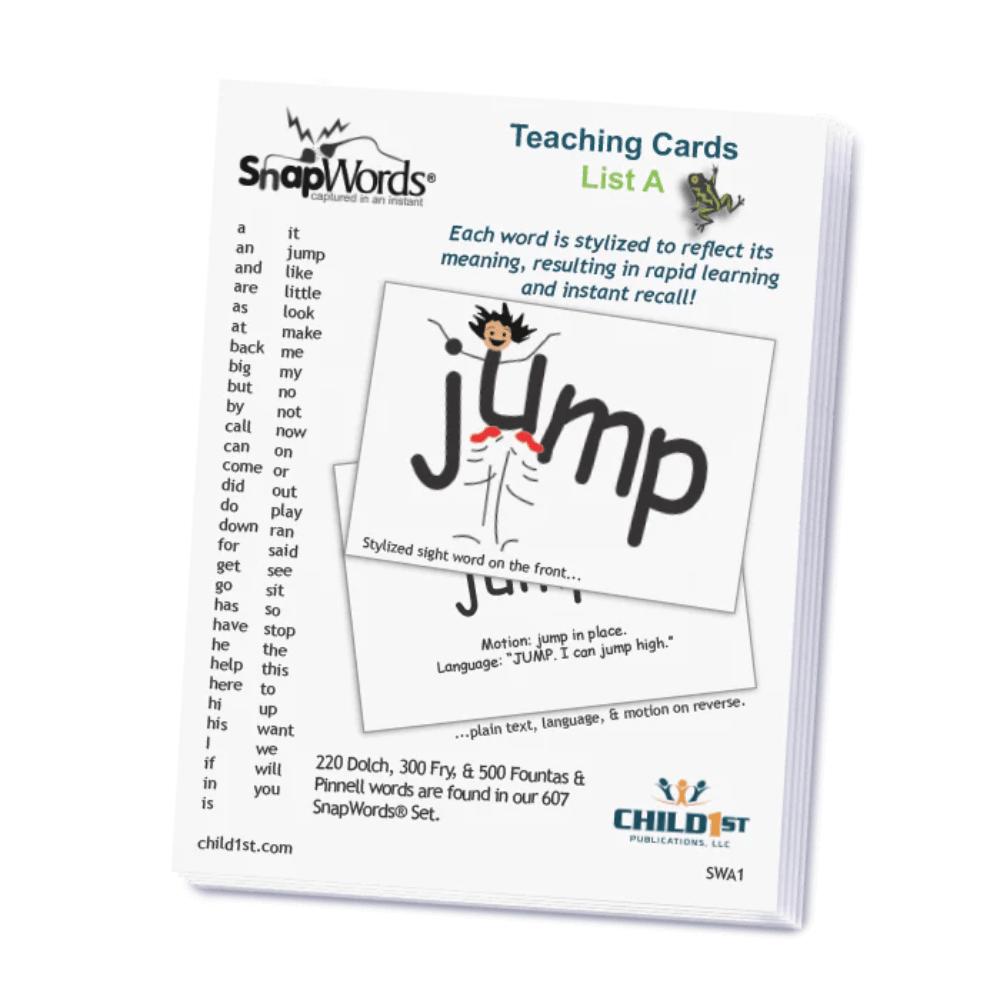 SnapWords® Teaching Cards List A reference card