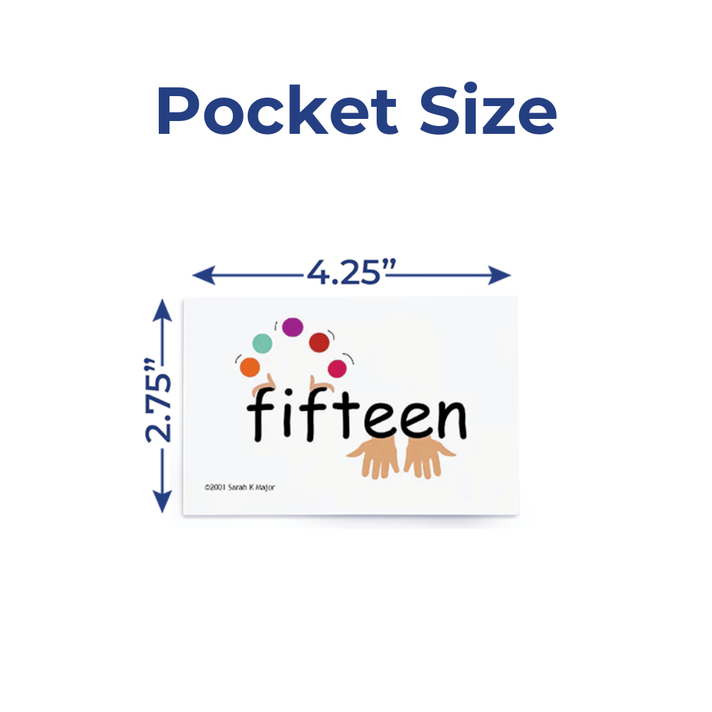 SnapWords® Numbers, Colors, Days, Months, Seasons Pocket Chart Cards Dimensions