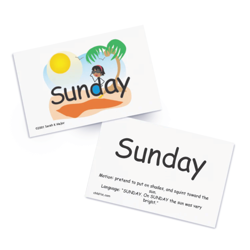 SnapWords® Numbers, Colors, Days, Months, Seasons Teaching Cards for the day "Sunday"