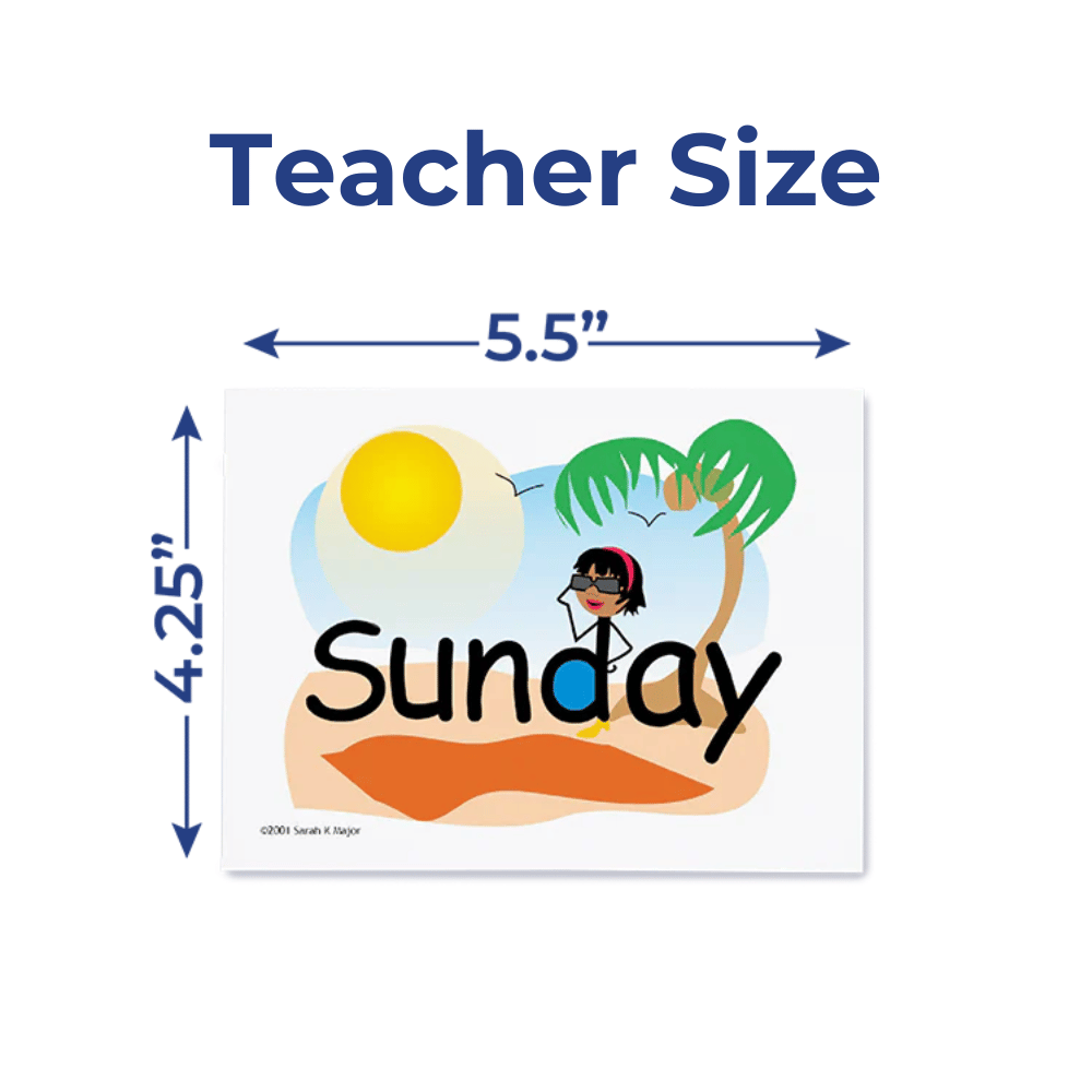 SnapWords® Numbers, Colors, Days, Months, Seasons Teaching Cards Dimensions