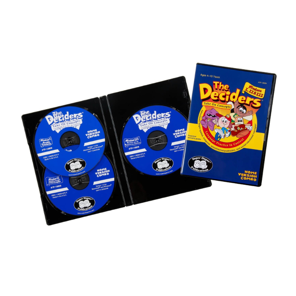 Two 'The Deciders' DVDs in black cases with a colorful cover on a white background.