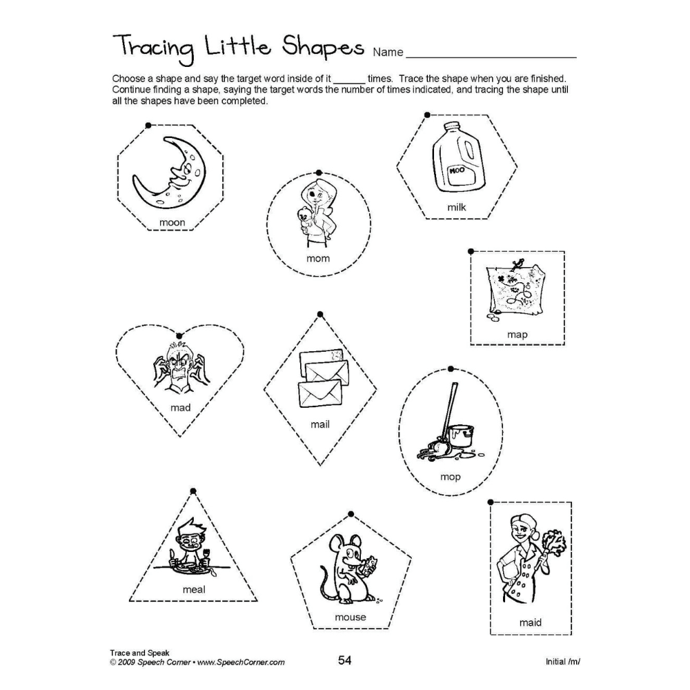 Trace and Speak Tracing Little Shapes Exercise