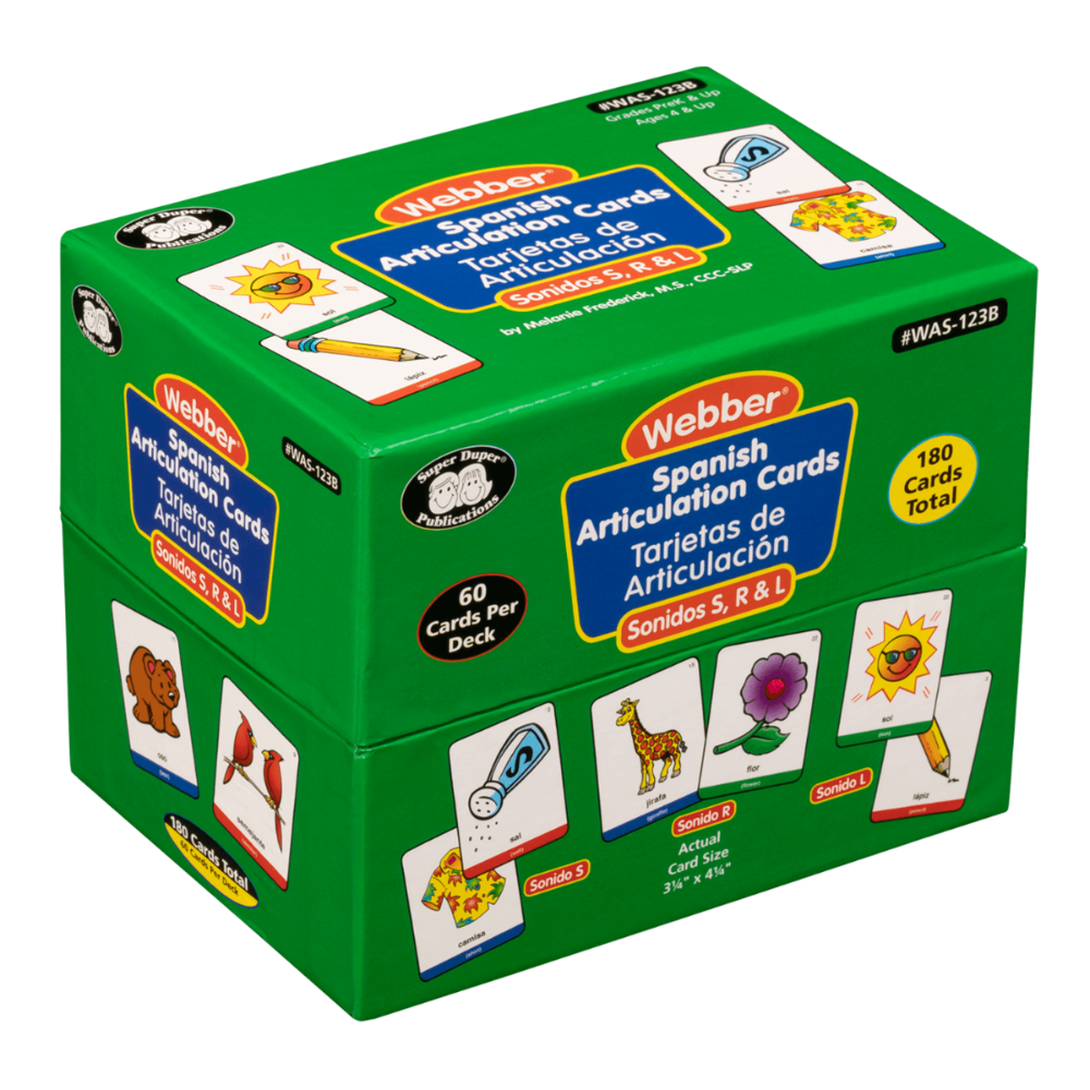 Green box of Webber Spanish Articulation Cards on a white background