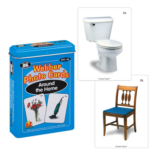 Webber Photo Cards (Around the Home) packaging with images of a toilet and chair on a white background