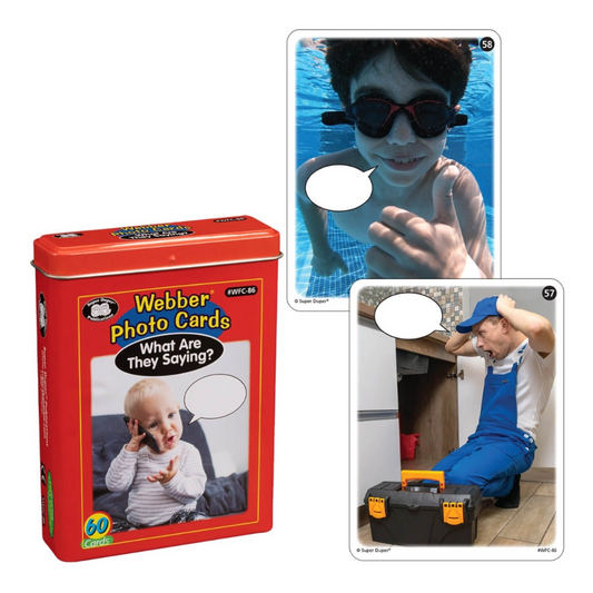 Webber Photo Cards packaging with two cards showing a child in a pool and a person working on plumbing.