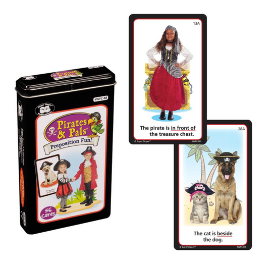 Pirates and Pals educational card game with pirate-themed cards and packaging.