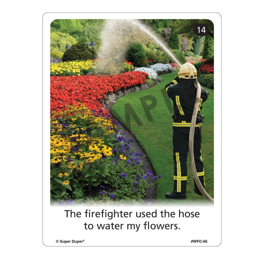 Webber® Photo Cards – Super Silly! Firefighter water a flower garden