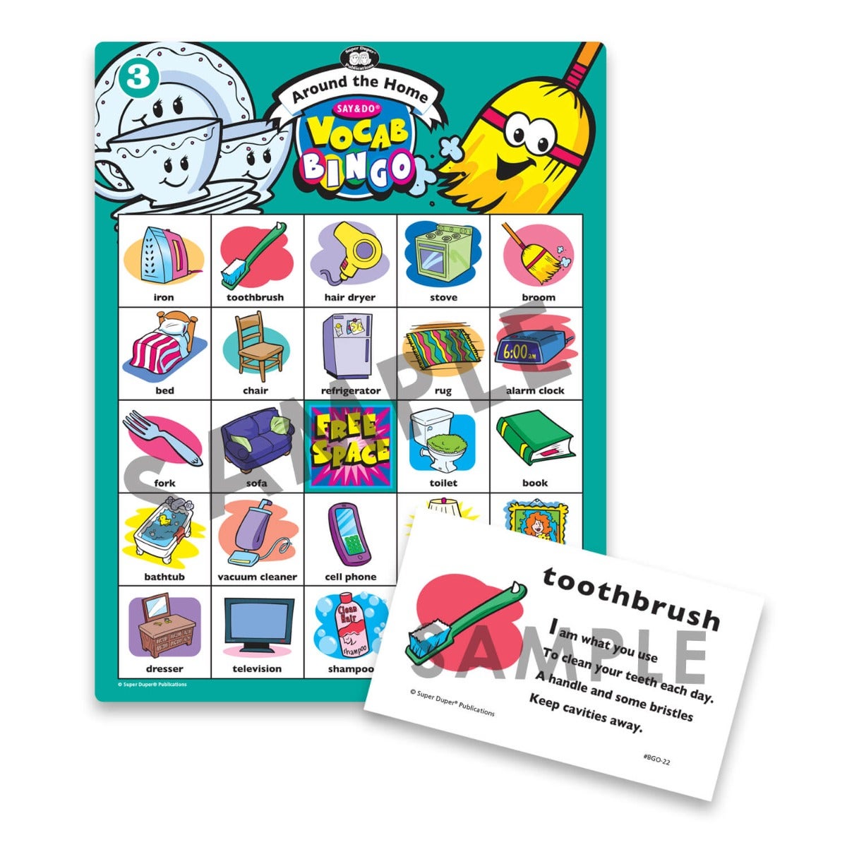 Say & Do® Vocab Bingo, vocabulary learning game for children and students, around the home game board