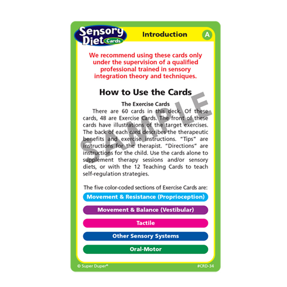 Sensory Diet Cards (Second Edition), Introduction