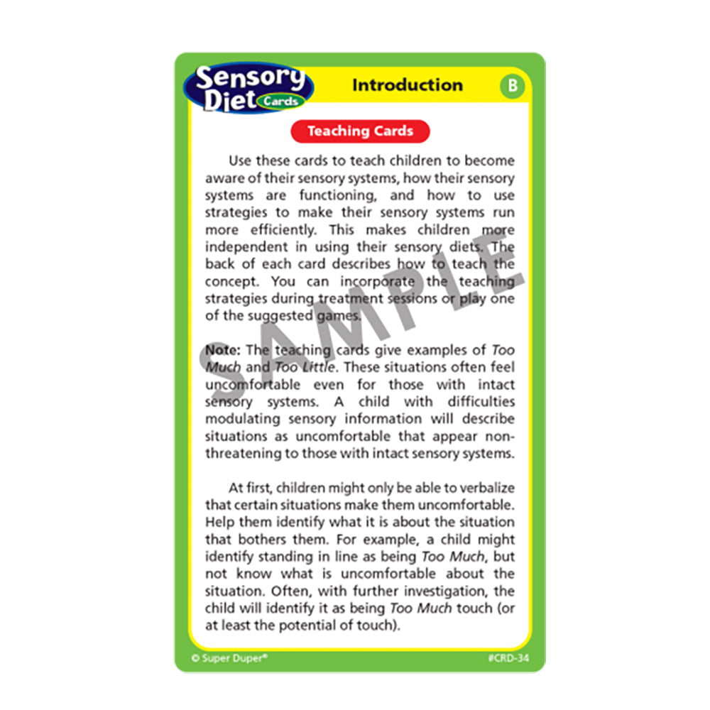 Sensory Diet Cards (Second Edition), Introduction (Teaching Cards)