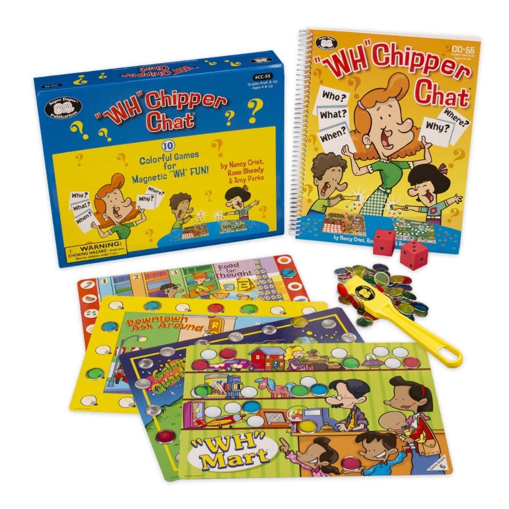 "WH" Chipper Chat® educational game that teaches students and children questioning skills
